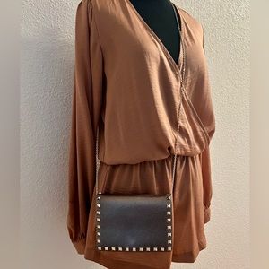 Valentino Garavani Rockstud Pouch Crossbody Bag Gold Leather Mini